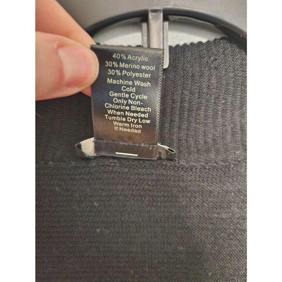 Ann Taylor size L Merino Wool Blend Cardigan Sweater Black - Picture 3 of 4